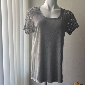 Dantelle Charcoal Lace Sleeve Top